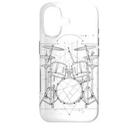 Carcasa para iPhone 17 Drum Kit Line Art Trap Set Rock Music