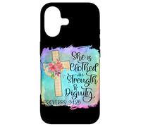 Carcasa para iPhone 17 Ella está Vestida de Fuerza y dignidad Escritura Cristiana