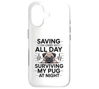 Carcasa para iPhone 17 Enfermera Divertida salvando Vidas Todo el día sobreviviendo a mi Pug por la Noche