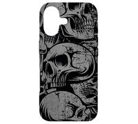 Carcasa para iPhone 17 Estilo 90s Gris Negro Cráneos Tatuaje Tradicional Americano