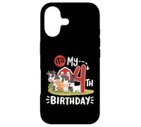 Carcasa para iPhone 17 Farm Animals It's My 4th Birthday Bday Party 4 Years Old Kids