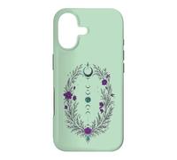 Carcasa para iPhone 17 Fases Lunares Corona Botánica con Flores Violetas y Hojas