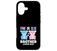 Carcasa para iPhone 17 Fiesta de revelación de género con Texto en inglés Brother Loves You Bear Rosa o Azul