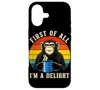 Carcasa para iPhone 17 First of All I'm A Delight Retro Mono Café Divertido Humor