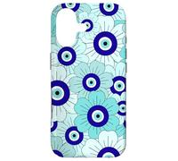 Carcasa para iPhone 17 Floral Daisies Evil Eye Turkish Arabesque Eyeball Teal