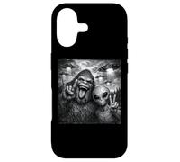 Carcasa para iPhone 17 Funny Alien and Bigfoot Selfie UFO Rock on Sign Sasquatch