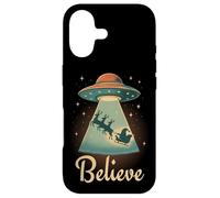 Carcasa para iPhone 17 Funny Alien Christmas Believe UFO Santa Abduction Men Women