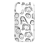 Carcasa para iPhone 17 Funny Artsy Linocut Kids Faces, Lindo Sonriendo riendo