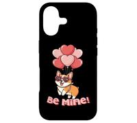 Carcasa para iPhone 17 Funny Be Mine Valentines Day Heart Balloons Corgi Dog Lover