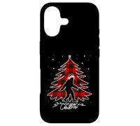 Carcasa para iPhone 17 Funny Bigfoot Christmas Tree Lights Plaid Xmas Sasquatch