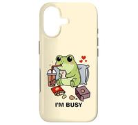 Carcasa para iPhone 17 Funny Frog Im Busy Boba Tea Snacks Zoo Niños Niñas Niños