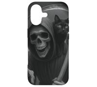 Carcasa para iPhone 17 Funny Grim Reaper Cat Dark Humor Halloween Graphic Men