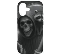 Carcasa para iPhone 17 Funny Grim Reaper Raccoon Dark Humor Halloween Graphic Men
