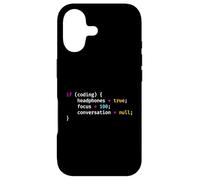 Carcasa para iPhone 17 Funny Joke Programming If Coding Headphones Focus T-Shirt