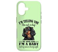 Carcasa para iPhone 17 Funny Mom Says Im A Baby Black Long Haired Dachshund Lover