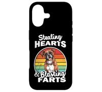 Carcasa para iPhone 17 Funny Retro Vintage Stealing Hearts Farts Boxer Dog Lover