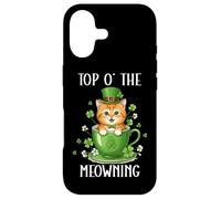 Carcasa para iPhone 17 Funny St Patricks Cat Top of Meowning Coffee Cats St Paddys