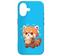 Carcasa para iPhone 17 Gato de bambú Panda Rojo Kawaii Munching Happily
