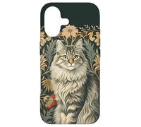 Carcasa para iPhone 17 Gato Maine Coon Vintage Estilo William Morris