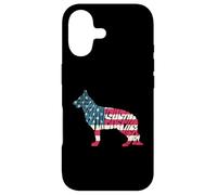 Carcasa para iPhone 17 German Shepherd American Flag 4th of July Funny Dog Lover