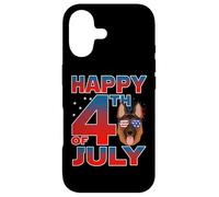 Carcasa para iPhone 17 German Shepherd Dog American Flag Glasses Happy 4th of July
