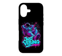 Carcasa para iPhone 17 Gráfico de Astronauta Morado y Verde Azulado Just Vibing para Hombre
