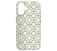 Carcasa para iPhone 17 Green Cream Circles Squares Connecting Lines Pattern