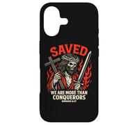 Carcasa para iPhone 17 Guardado Christian Gothic Christcore Romanos 8:37 Verso de la Biblia
