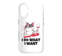 Carcasa para iPhone 17 Hago lo Que Quiero Gato derramando Vino Tinto - Amantes del Gato y el Vino