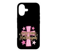 Carcasa para iPhone 17 Hallelujah Christian Girls Pink Cross Preppy Doodles Stars