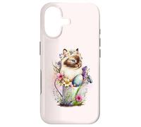 Carcasa para iPhone 17 Happy Easter Cat Easter Tea Cup Coffee Cat Siamese Floral