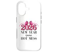 Carcasa para iPhone 17 Happy New Year Same Hot Mess 2026 New Year Coquette Pink Bow