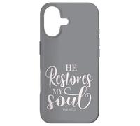 Carcasa para iPhone 17 He Restores My Soul Bible Verse Psalm 23 3 Religious Women