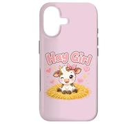 Carcasa para iPhone 17 Heno Girl Cute Cow Kawaii Farm Animal Pink Bow Hearts