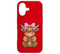 Carcasa para iPhone 17 Highland Cow Autismo Puzzle Concientización Enseñar Niños Niñas