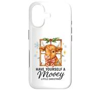 Carcasa para iPhone 17 Highland Cow Window Cute Have a Mooey Christmas