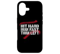 Carcasa para iPhone 17 Hit Hard Run Fast Turn Left Baseball Softball Pun Baseballer