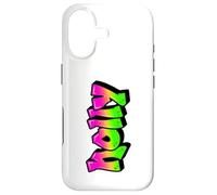 Carcasa para iPhone 17 Holly Graffiti Nombre Personalizado Verde Rosa Mujeres Niñas