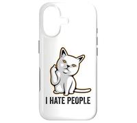 Carcasa para iPhone 17 I Hate People Sign,Funny Cat Giving The Finger Flipping Off