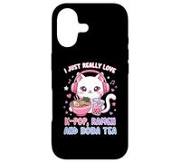 Carcasa para iPhone 17 I Just Really Love K-Pop Ramen y Boba Tea Cute Cat