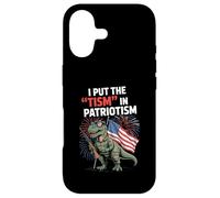 Carcasa para iPhone 17 I Put The Tism in Patriotism Bandera de Estados Unidos T-Rex Dinosaurio Autismo