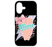 Carcasa para iPhone 17 Illinois Pink Bow Preppy Coquette State Map Diseño estético