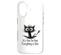 Carcasa para iPhone 17 It's Fine I'm Fine Funny Chaotic Cat Meme Morning Mood