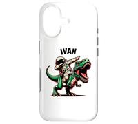 Carcasa para iPhone 17 Ivan Dabbing Astronauta en un Dinosaurio Dibujos Animados