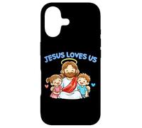 Carcasa para iPhone 17 Jesús Nos ama Cristianos niños fe Cristianismo Lindo Garabato
