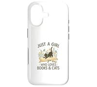 Carcasa para iPhone 17 Just a Girl Who Loves Books and Cats Pastel Reading Cat