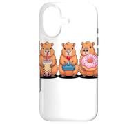 Carcasa para iPhone 17 Kawaii Capybaras Té con Leche Video Game Gamer Donut