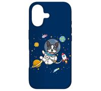 Carcasa para iPhone 17 Kawaii Kids & Boys Astronaut Space Boston Terrier Dog Lover