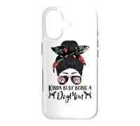Carcasa para iPhone 17 Kinda Busy Being A Dog Mom Plott Hound Funny Messy Bun