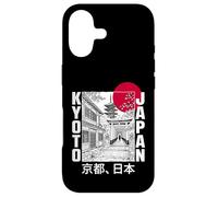 Carcasa para iPhone 17 Kioto Japón Pagoda Torii Puerta Rojo Sol Bosquejo Retro